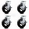 Service Caster 6 Inch Rubber on Cast Iron Swivel Caster Set with Roller Bearings and Brakes SCC-20S620-RSR-TLB-4 - alternate 2